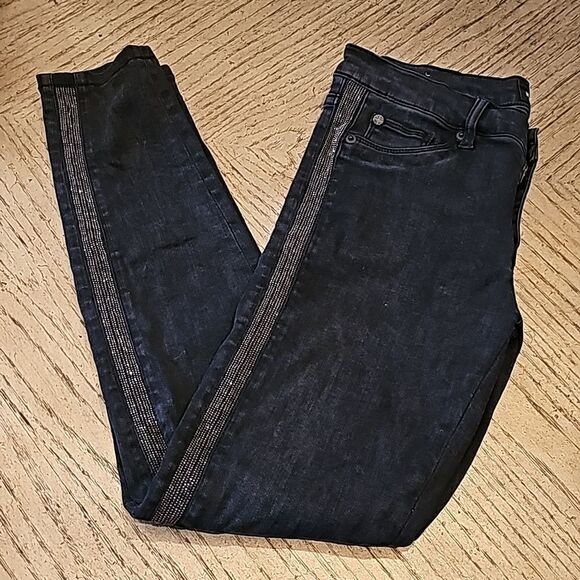Hudson black skinny jeans size 27 side beads - Picture 1 of 12